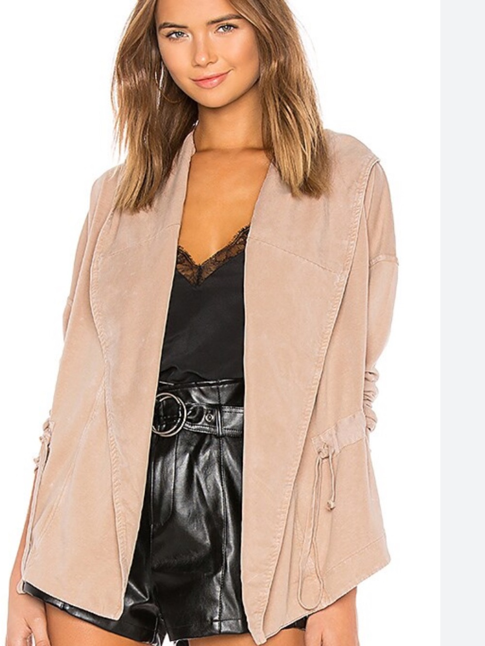 YBF revolve Open-Front Drawstring Jacket in Butterscotch